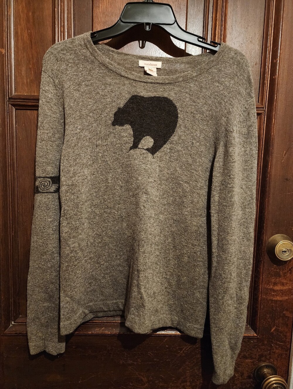 Vintage Sundance 100% Wool Bear Knit Sweater Grey Cabin Lodge Gorpcore-Y2K-Med.